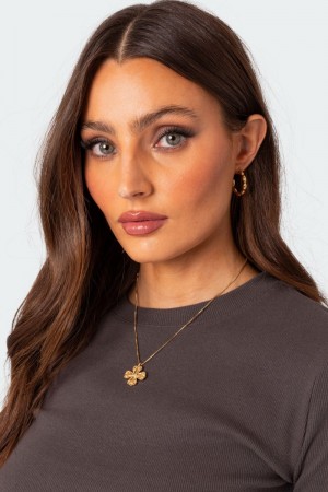 Edikted Vintage Clover Necklaces Gold | USA GT961896H5