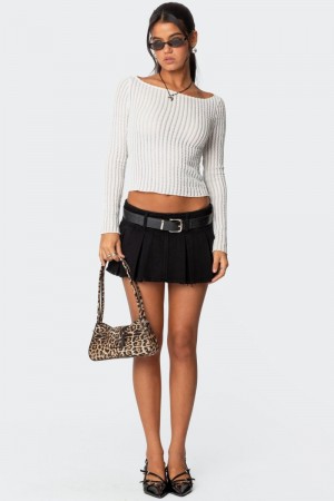 Edikted Washed Denim Pleated Micro Skorts Black | USA TR760146T1