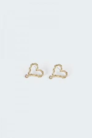 Edikted Wavy Heart Stud Earrings Gold | USA VL437473T7