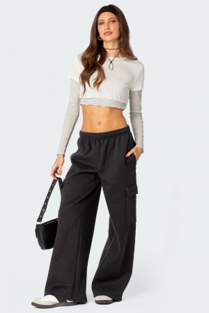 Edikted Wide Leg Cargo Sweatpants Burgundy | USA FI894079M0
