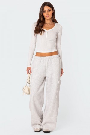 Edikted Wide Leg Cargo Sweatpants Pants Burgundy | USA PM144354N9