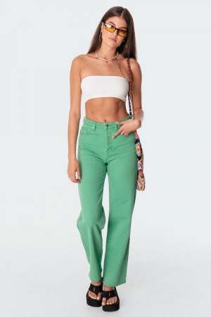 Edikted Willa Wide Jeans Green | USA KZ620352B6