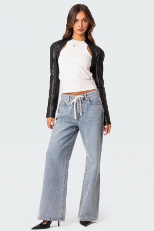 Edikted Wynn Low Rise Oversized Jeans Light Blue | USA NT906400U6