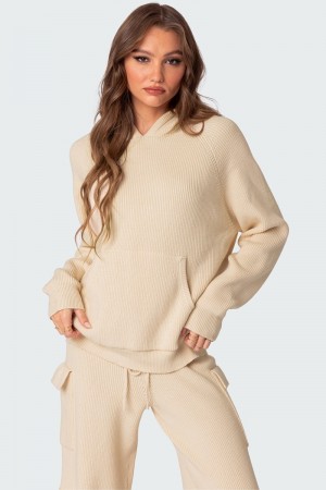 Edikted Wynter Oversized Knit Hoodie Blue | USA BL220582I2