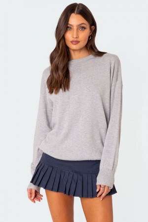Edikted You Time Oversized Sweater Gray Melange | USA NG103910U4