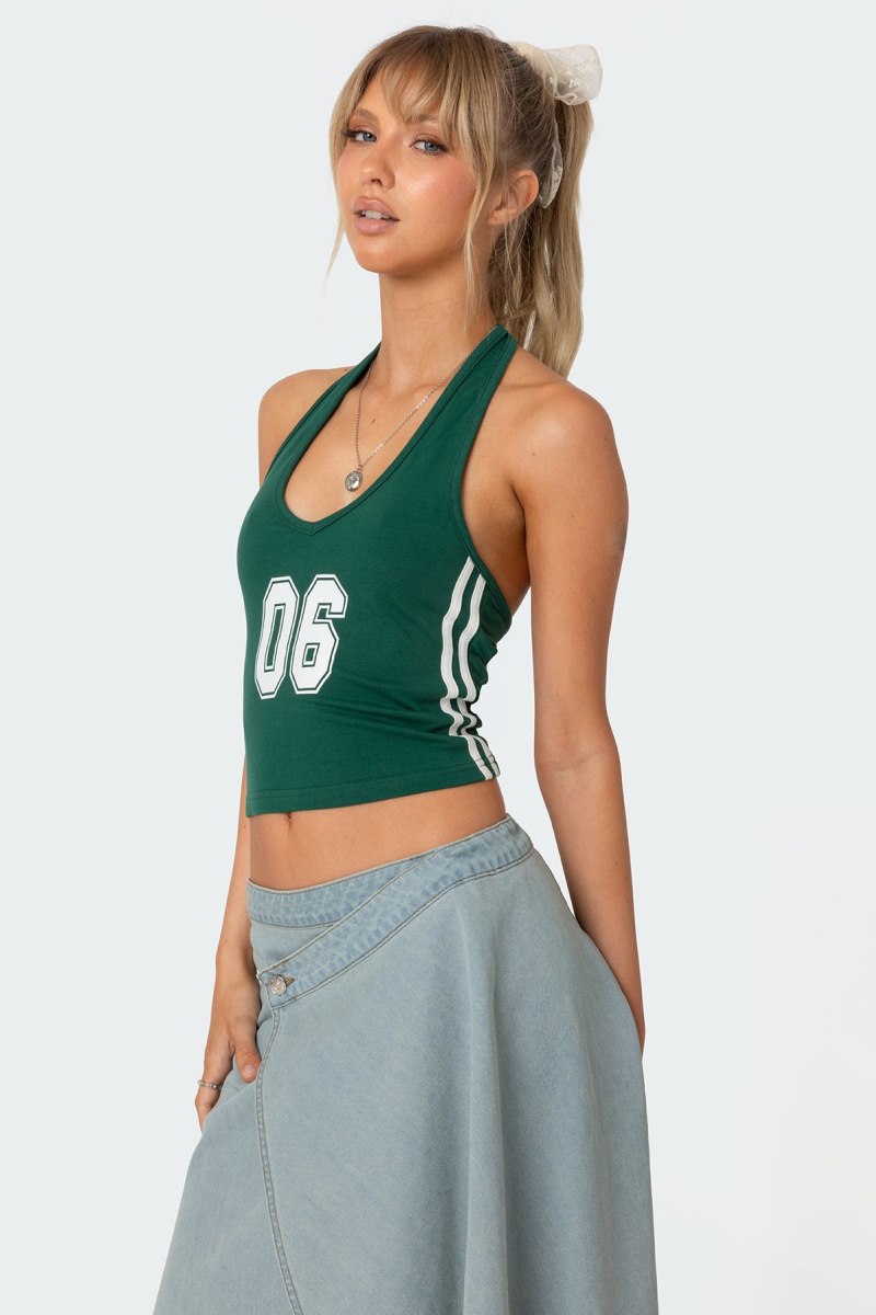 Edikted 06 Halter Graphic Tops Green | USA IJ737203K9