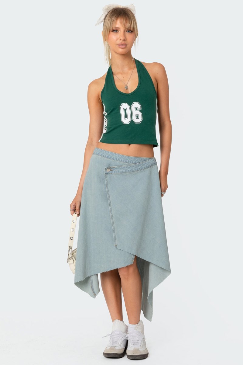 Edikted 06 Halter Graphic Tops Green | USA IJ737203K9