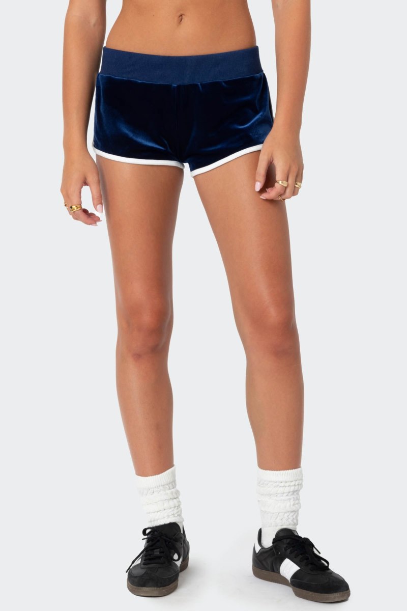 Edikted 08 Velour Shorts Navy | USA XM365796L5