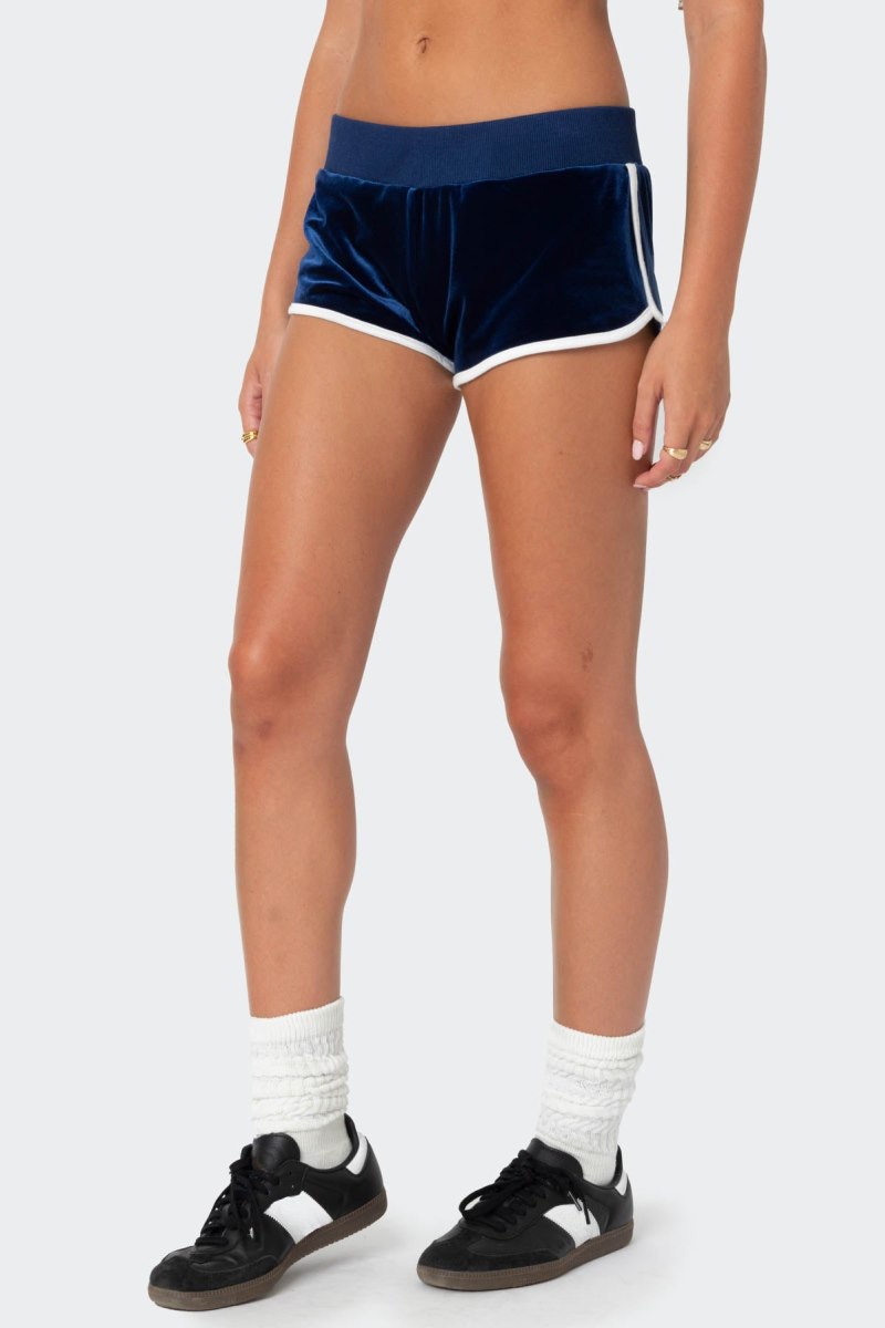 Edikted 08 Velour Shorts Navy | USA XM365796L5