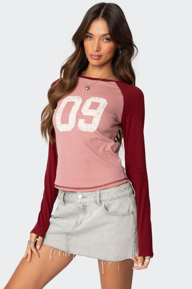 Edikted 09 Raglan Long Sleeve Tops Pink | USA VX539773F5