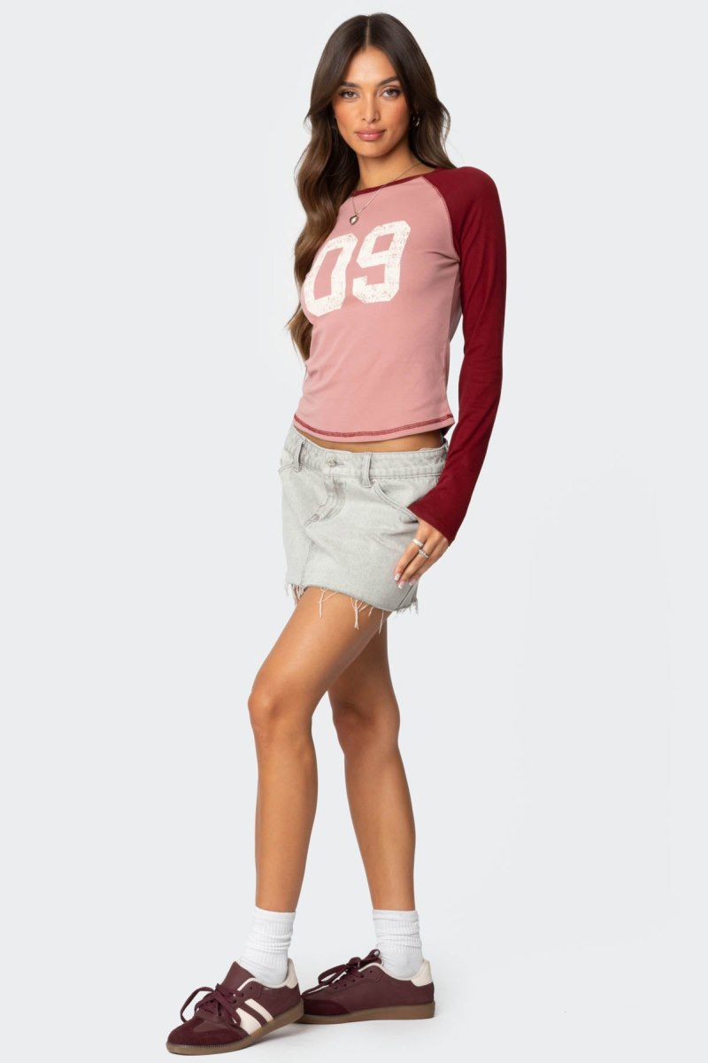 Edikted 09 Raglan Long Sleeve Tops Pink | USA VX539773F5