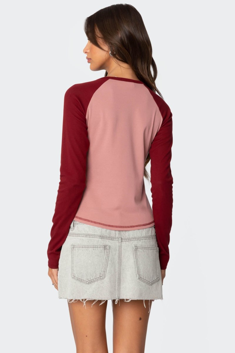 Edikted 09 Raglan Long Sleeve Tops Pink | USA VX539773F5