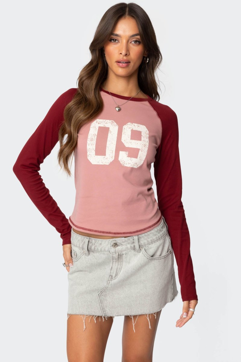 Edikted 09 Raglan Long Sleeve Tops Pink | USA VX539773F5