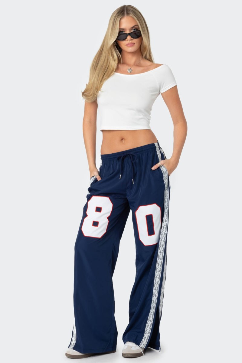 Edikted 1980 Nylon Track Pants Navy | USA GS243434W3