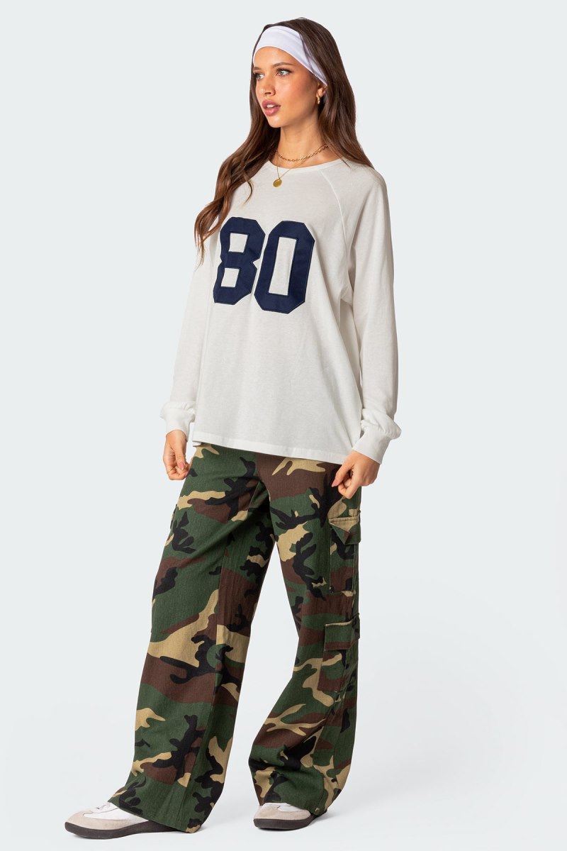 Edikted 80 Oversized T-Shirt Long Sleeve Tops Navy | USA LN293969M2
