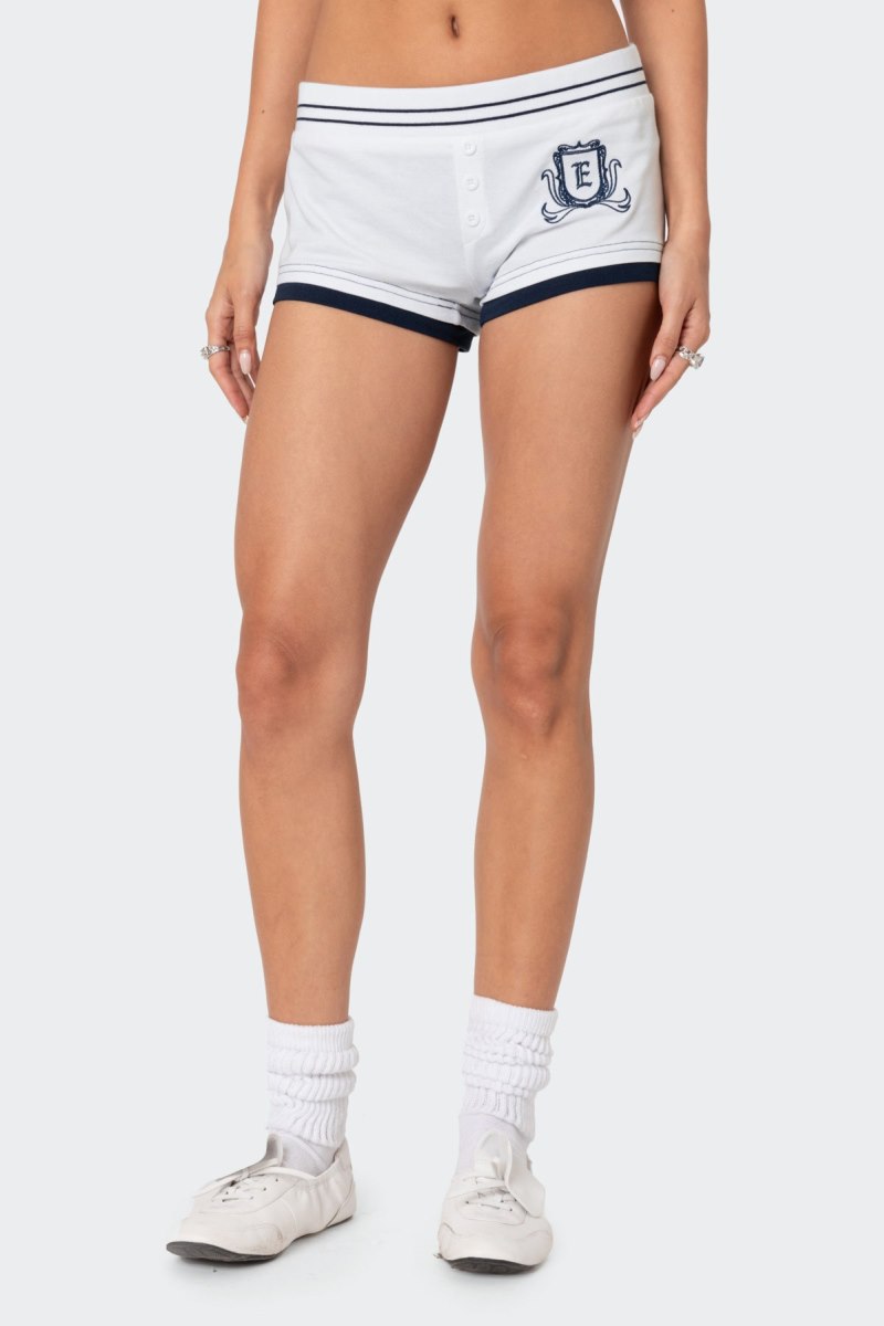 Edikted Academia Boxer Brief Shorts White And Navy | USA SU459495D4