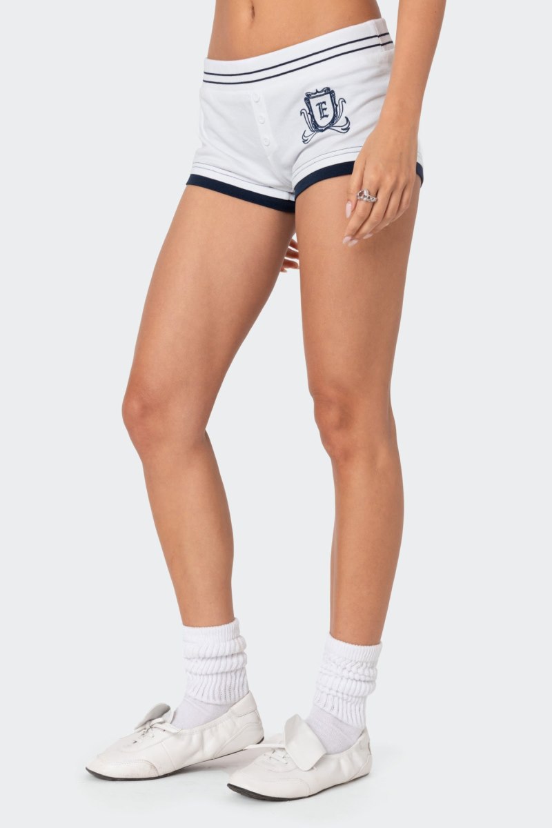 Edikted Academia Boxer Brief Shorts White And Navy | USA SU459495D4