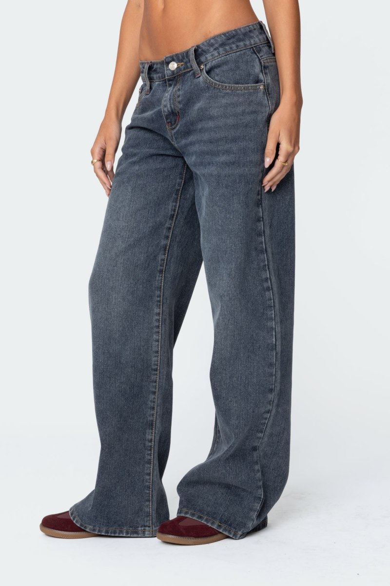 Edikted Ace Relaxed Jeans Dark Blue | USA DZ868186Y5