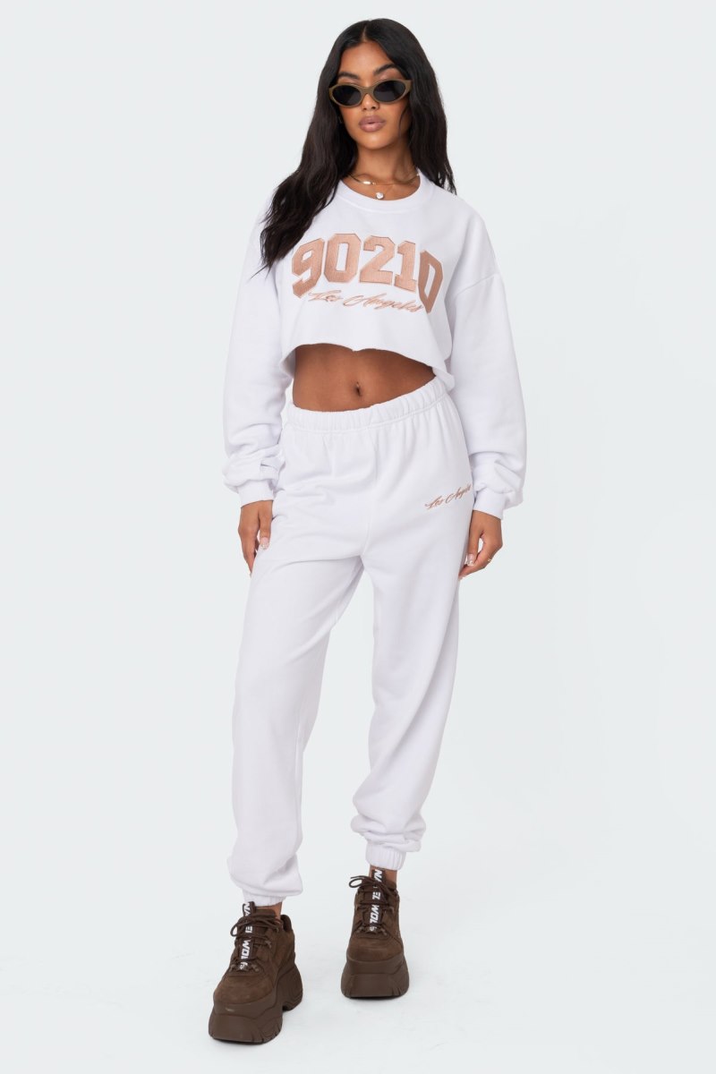 Edikted Adora Cropped Sweatshirt Long Sleeve Tops White | USA TT741984K2
