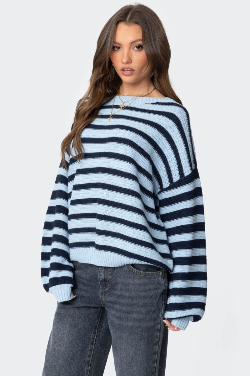Edikted Aerin Oversized Sweater Black And White | USA IE853385U4