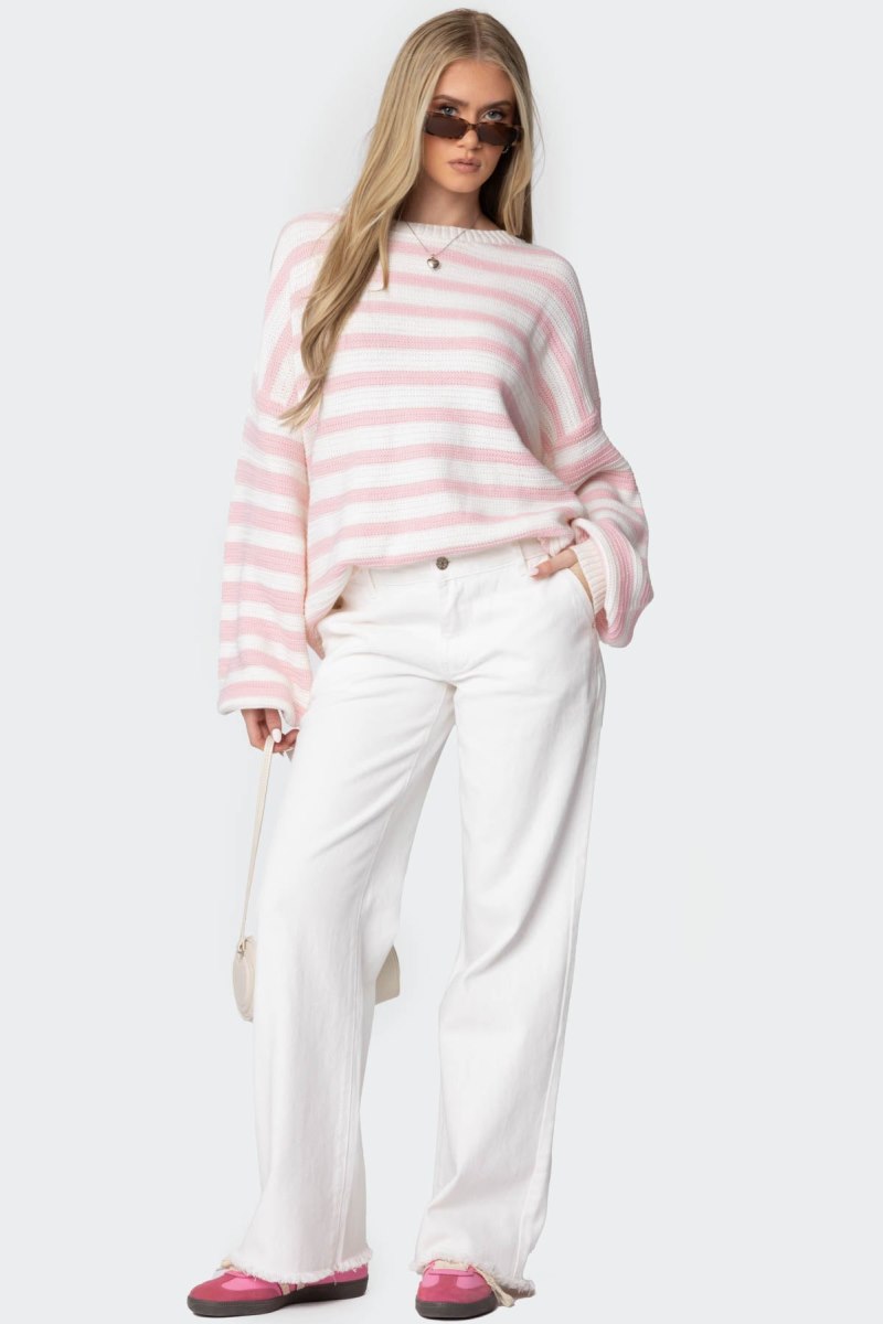 Edikted Aerin Oversized Sweater Black And White | USA WG855885I0