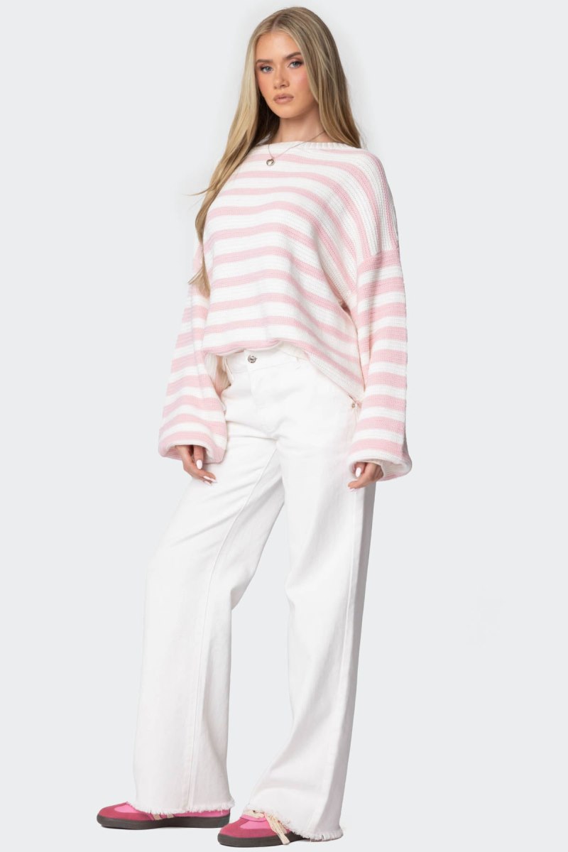 Edikted Aerin Oversized Sweater Black And White | USA WG855885I0