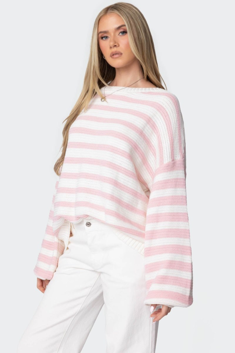 Edikted Aerin Oversized Sweater Black And White | USA WG855885I0