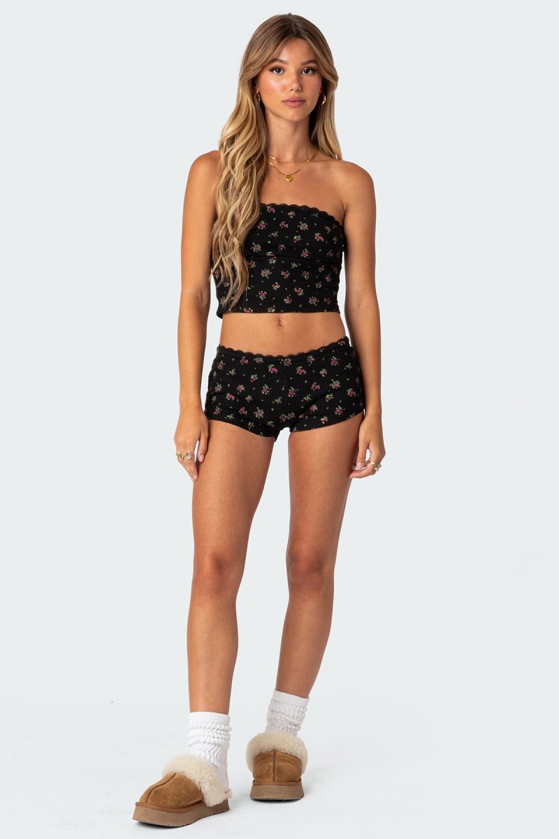 Edikted Aislinn Printed Waffle Shorts Mix | USA WZ137073M8