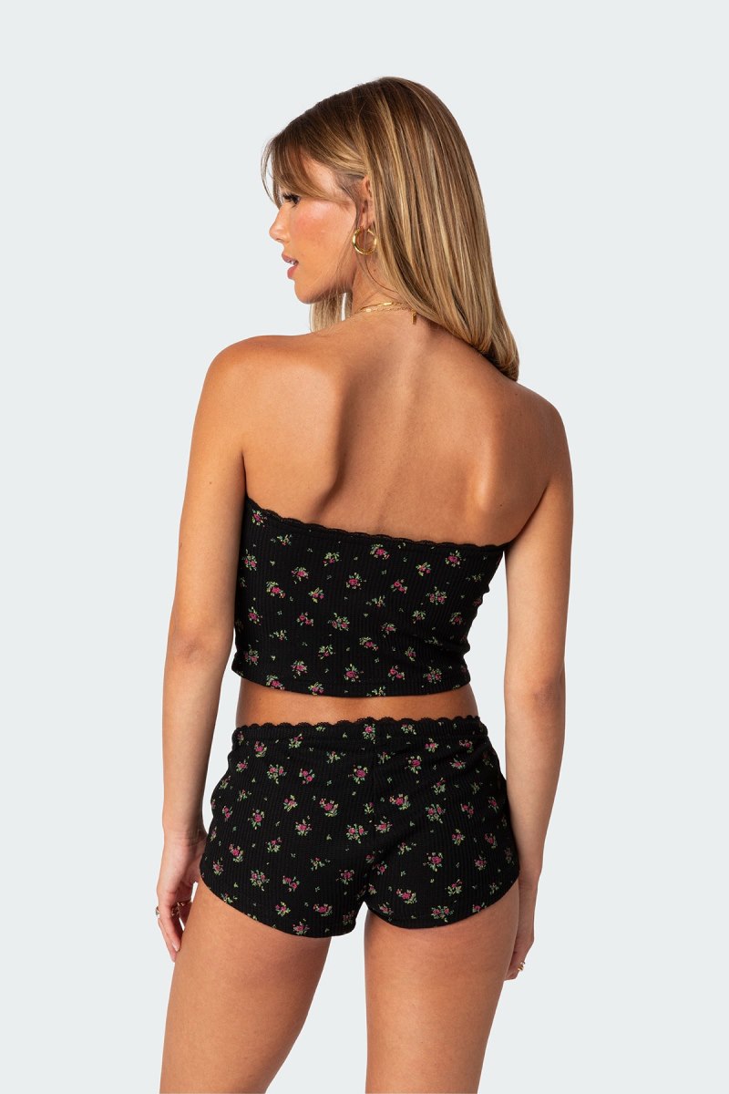 Edikted Aislinn Printed Waffle Tube Crop Tops Mix | USA PU297439U8