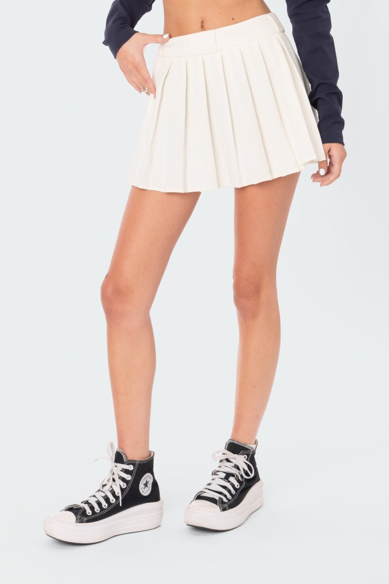 Edikted Alani Pleated Mini Skirts Cream | USA RL251275A2