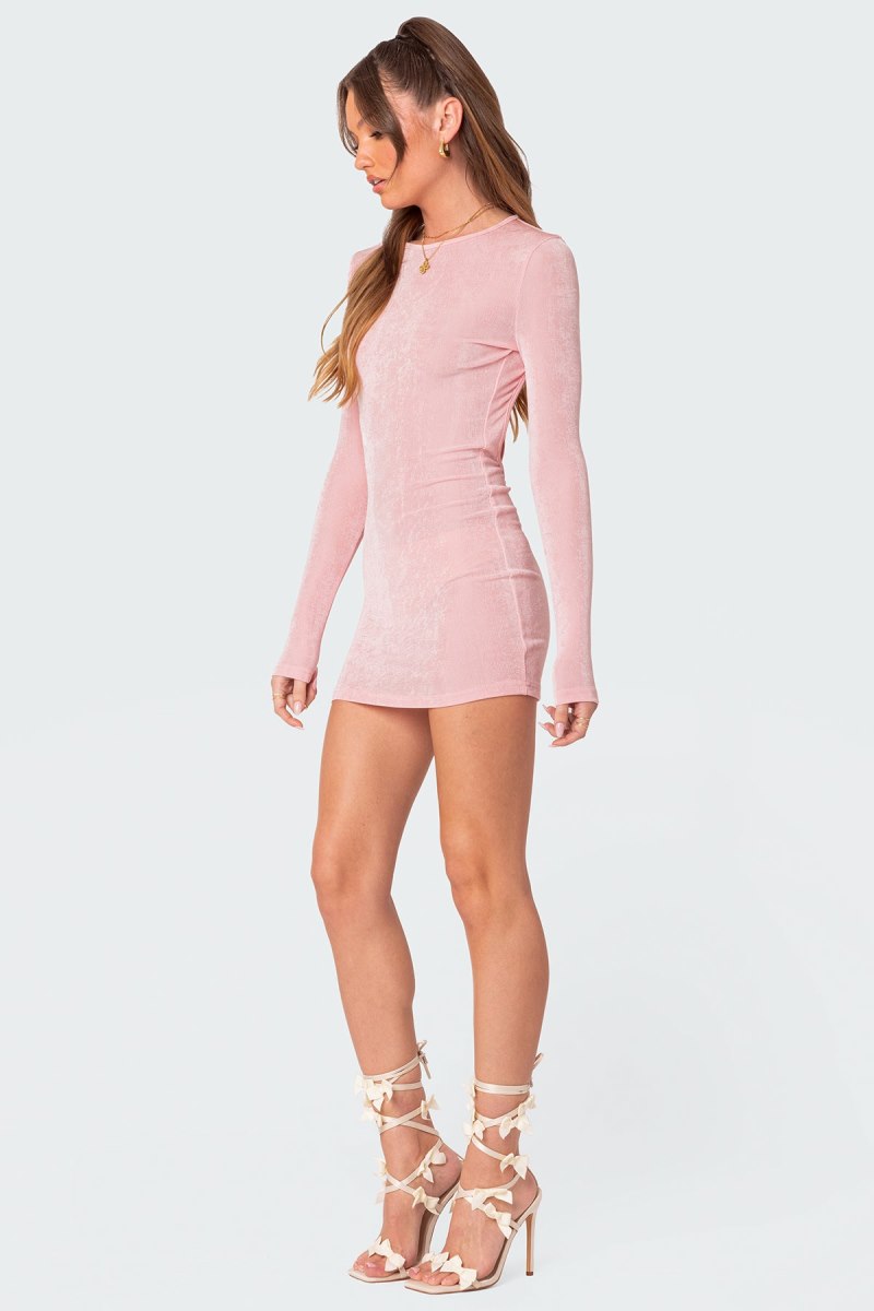 Edikted Alaric Open Back Mini Cut Out Dress Light Pink | USA JB622002I5