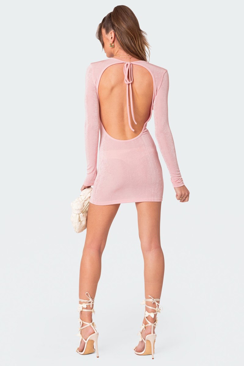 Edikted Alaric Open Back Mini Cut Out Dress Light Pink | USA JB622002I5