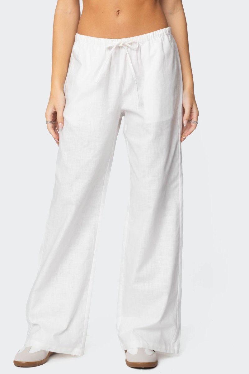 Edikted Alexa Linen Blend Pants White | USA FK236233N5