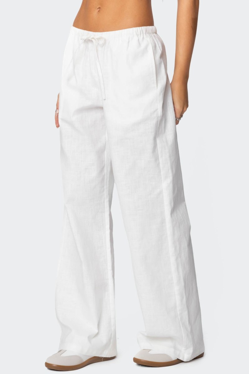 Edikted Alexa Linen Blend Pants White | USA FK236233N5