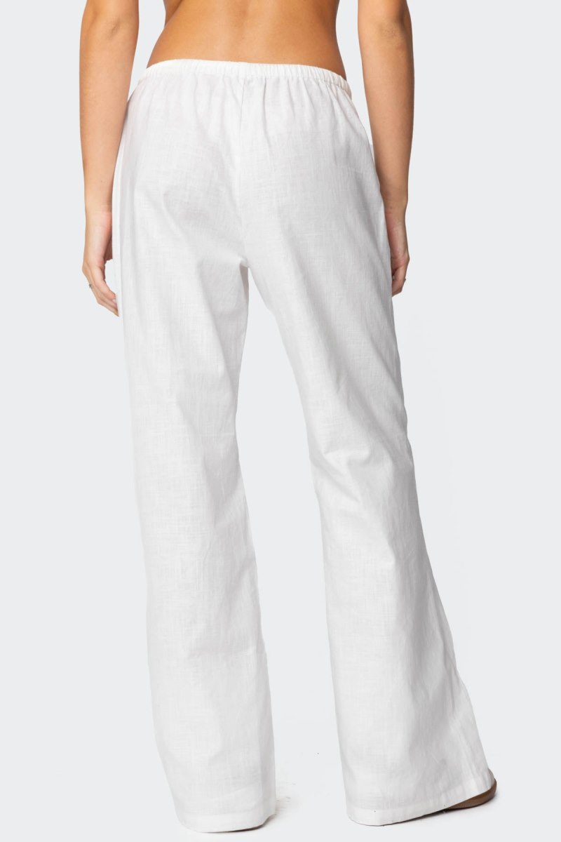 Edikted Alexa Linen Blend Pants White | USA FK236233N5