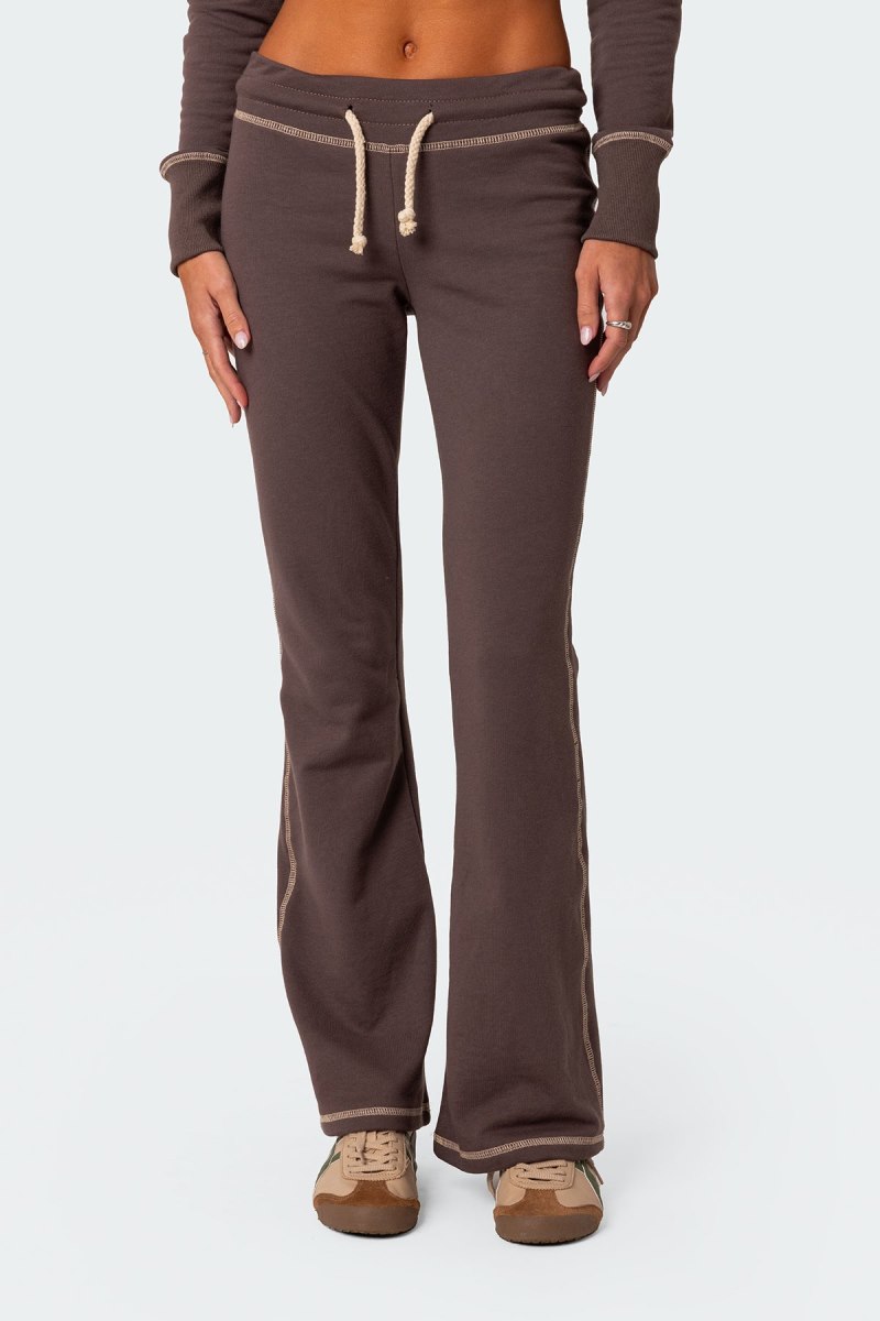 Edikted Alexia Low Rise Sweatpants Brown | USA BH039443G3