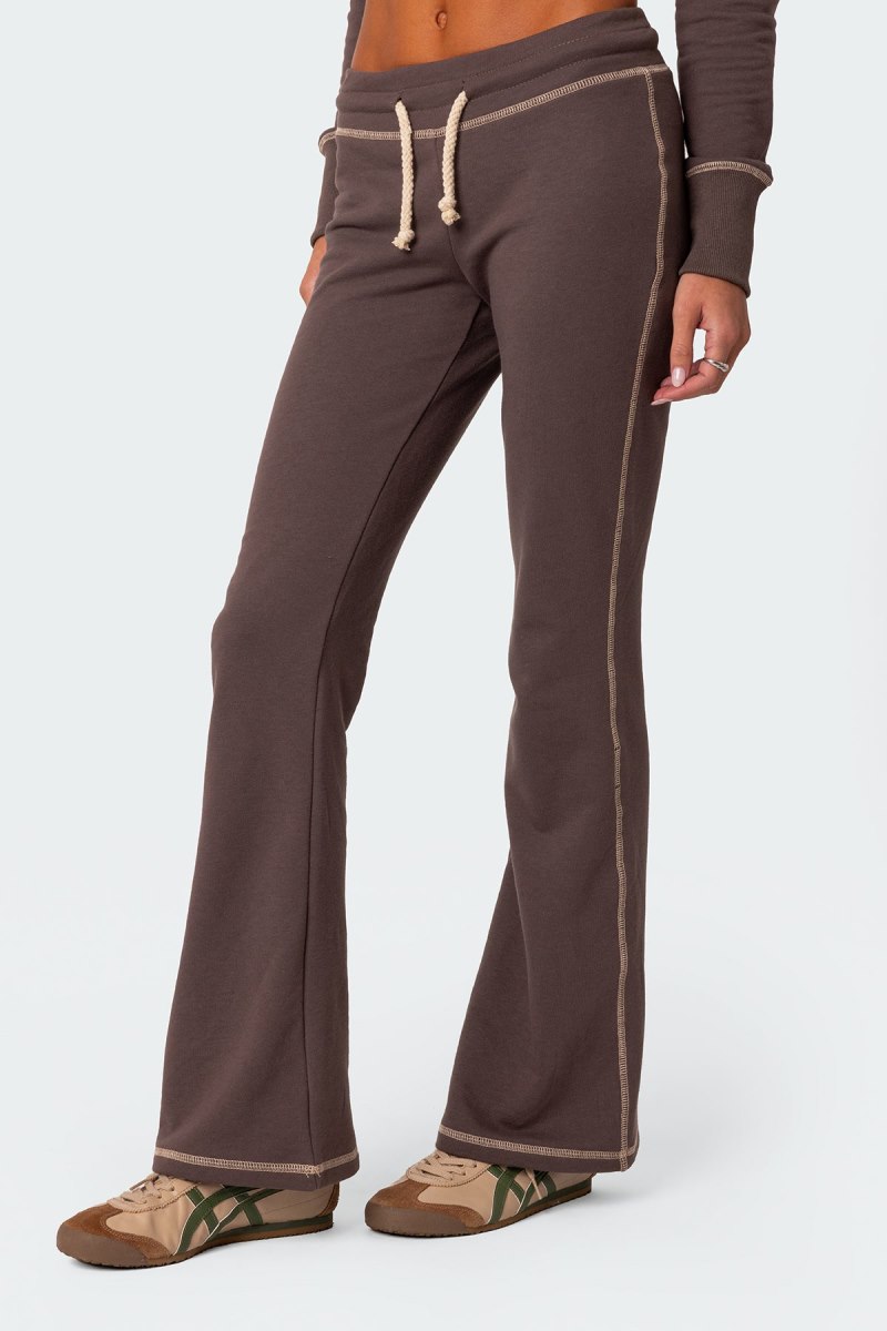 Edikted Alexia Low Rise Sweatpants Brown | USA BH039443G3