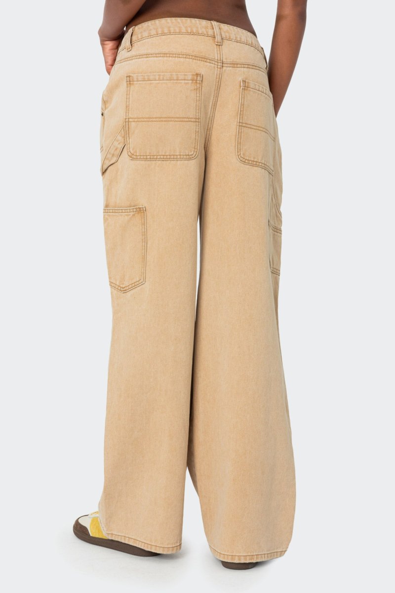Edikted Alibi Distressed Carpenter Jeans Beige | USA US622952U3