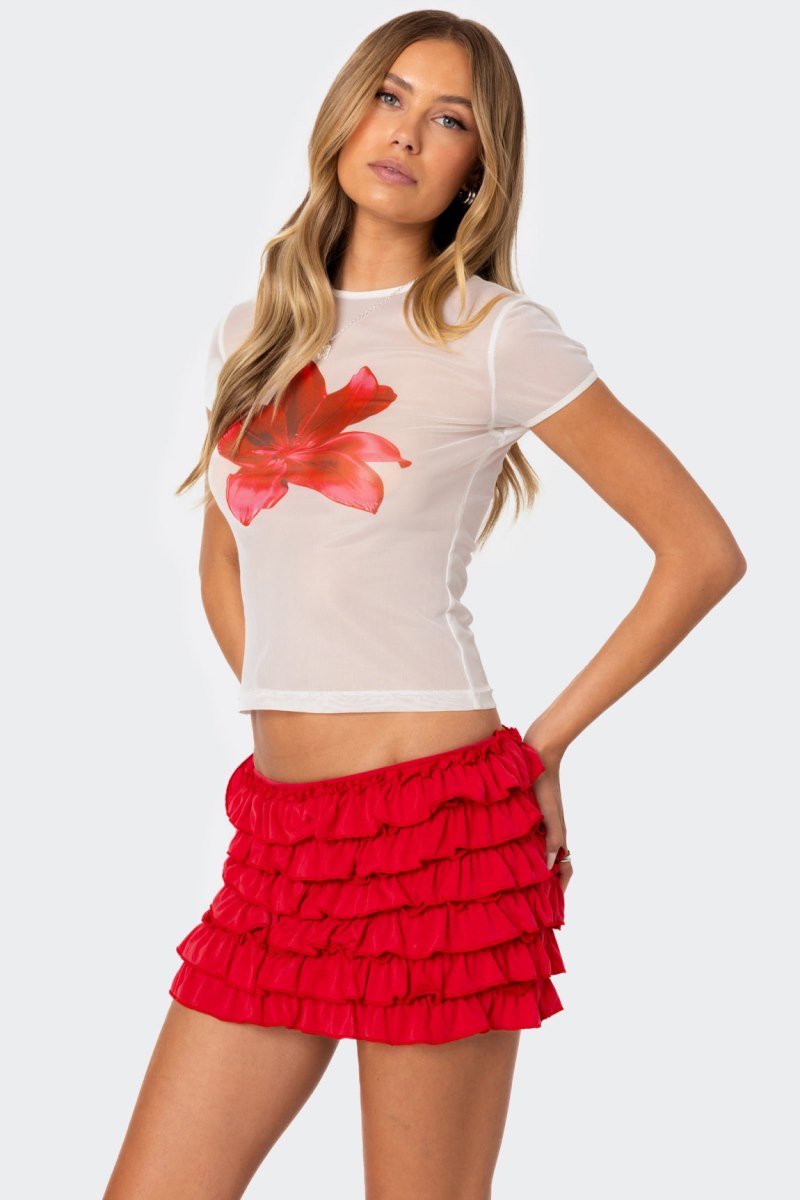 Edikted Aloha Sheer Mesh T Shirts Black | USA YS514681S0