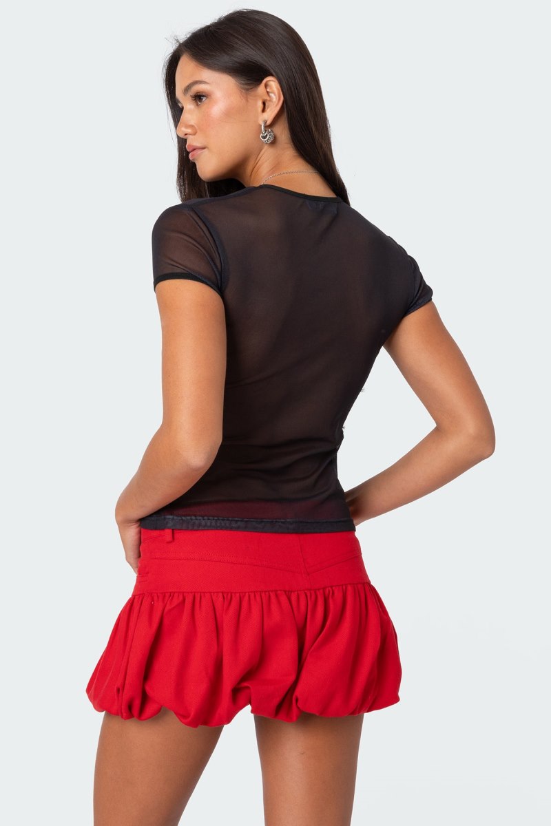 Edikted Aloha Sheer Mesh T Shirts Black | USA KQ154795F0