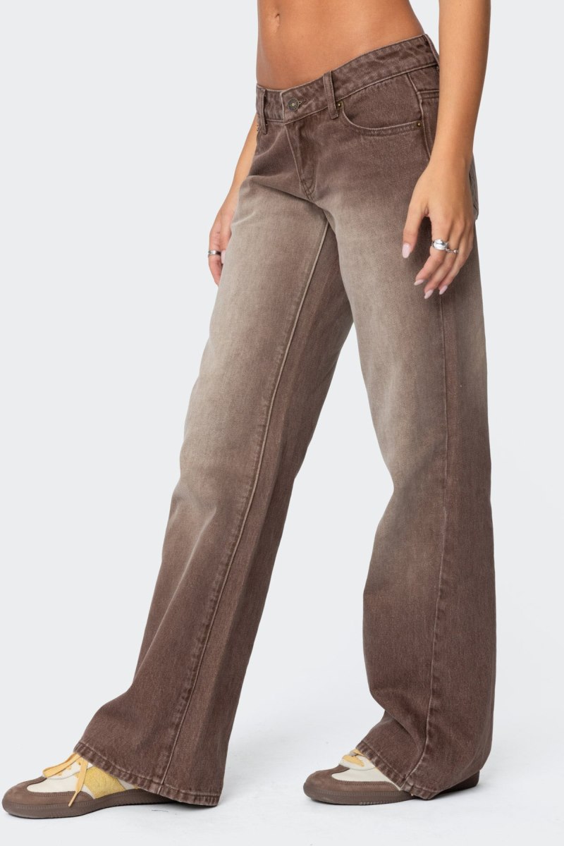 Edikted Alysse Low Rise Washed Jeans Brown Washed | USA RN652395P5