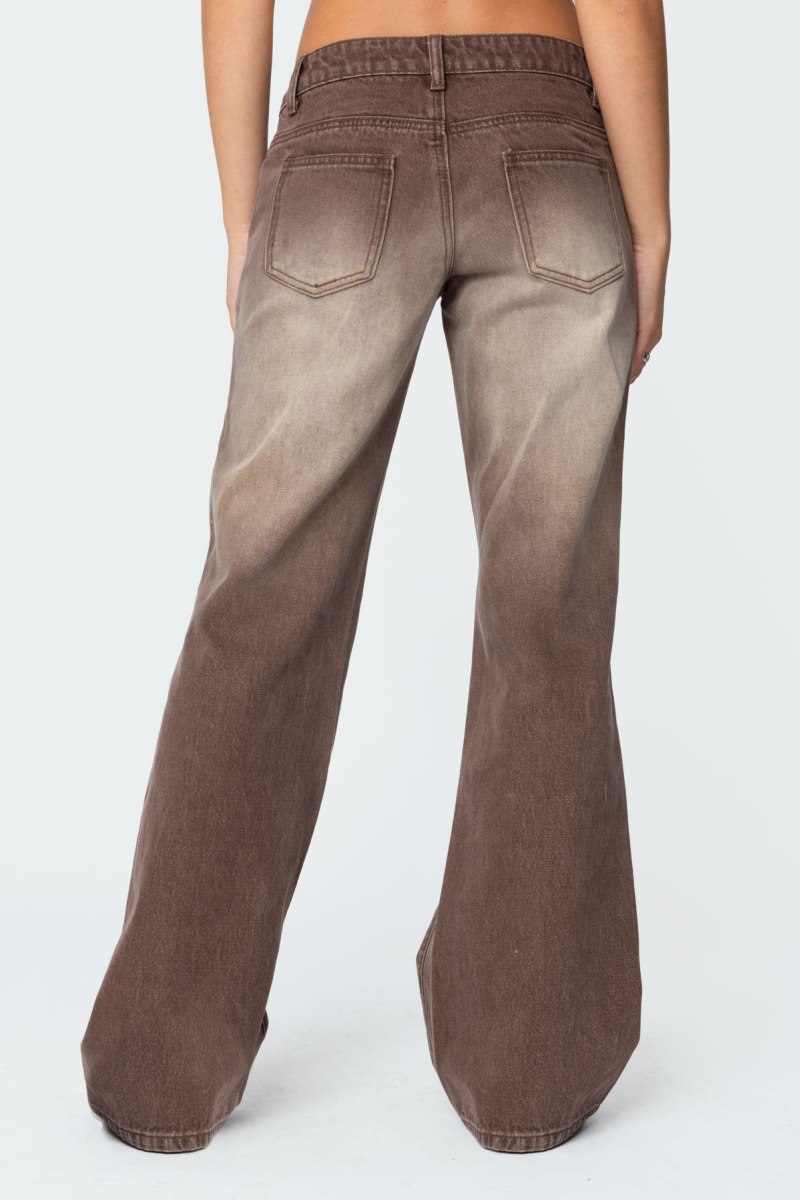 Edikted Alysse Low Rise Washed Jeans Brown Washed | USA RN652395P5
