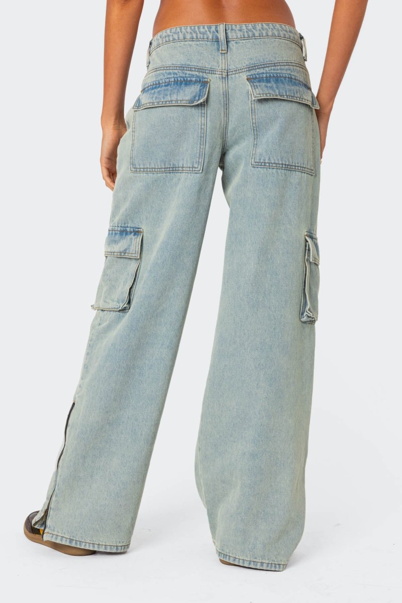 Edikted Andi Low Rise Cargo Jeans Light Blue | USA BG078277U0