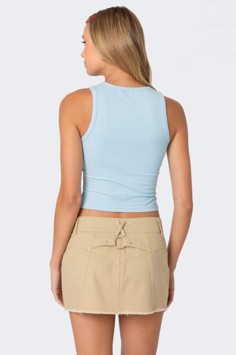 Edikted Angel Baby Tank Graphic Tops Light Blue | USA BZ727602M3