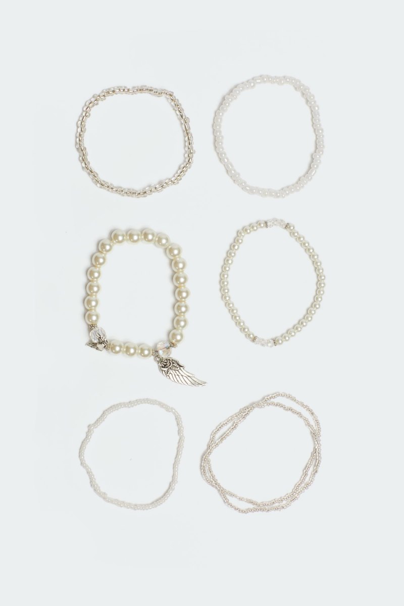 Edikted Angelic Beaded Pack Bracelets Silver | USA KJ919911A7