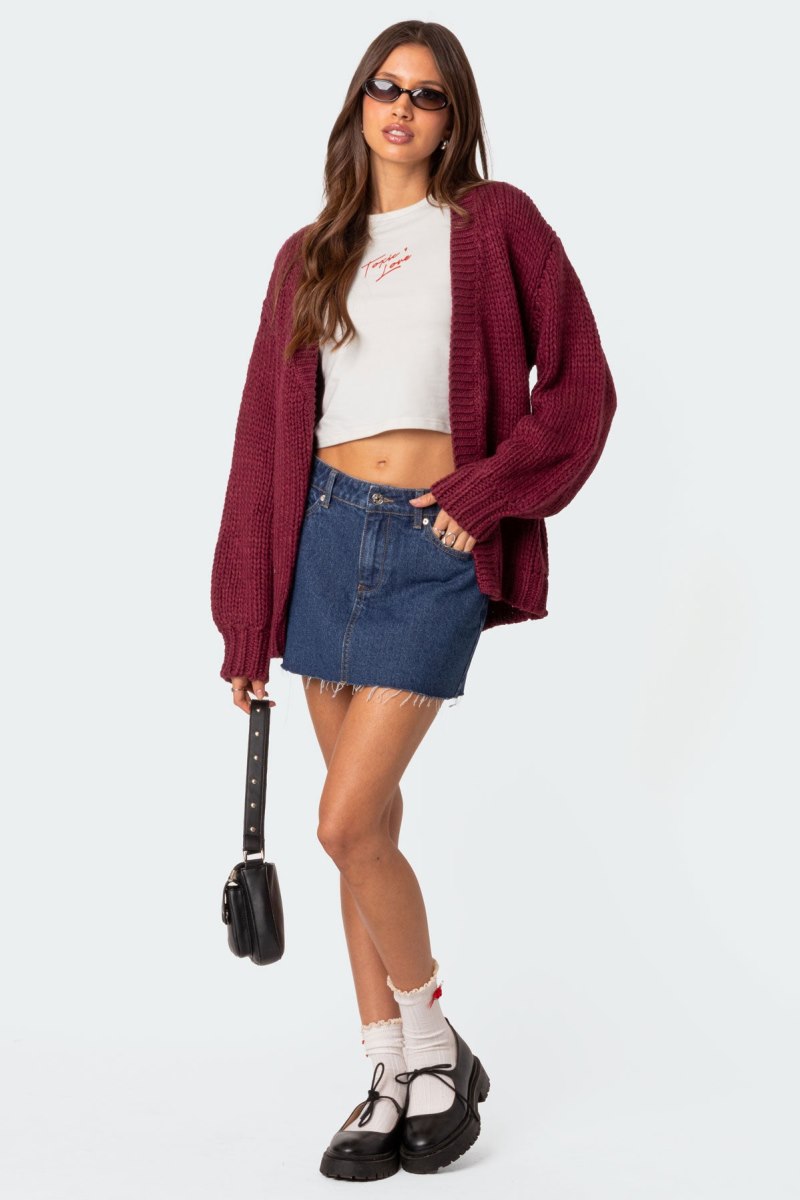 Edikted Anina Oversized Knit Cardigan Black | USA QV201460L4