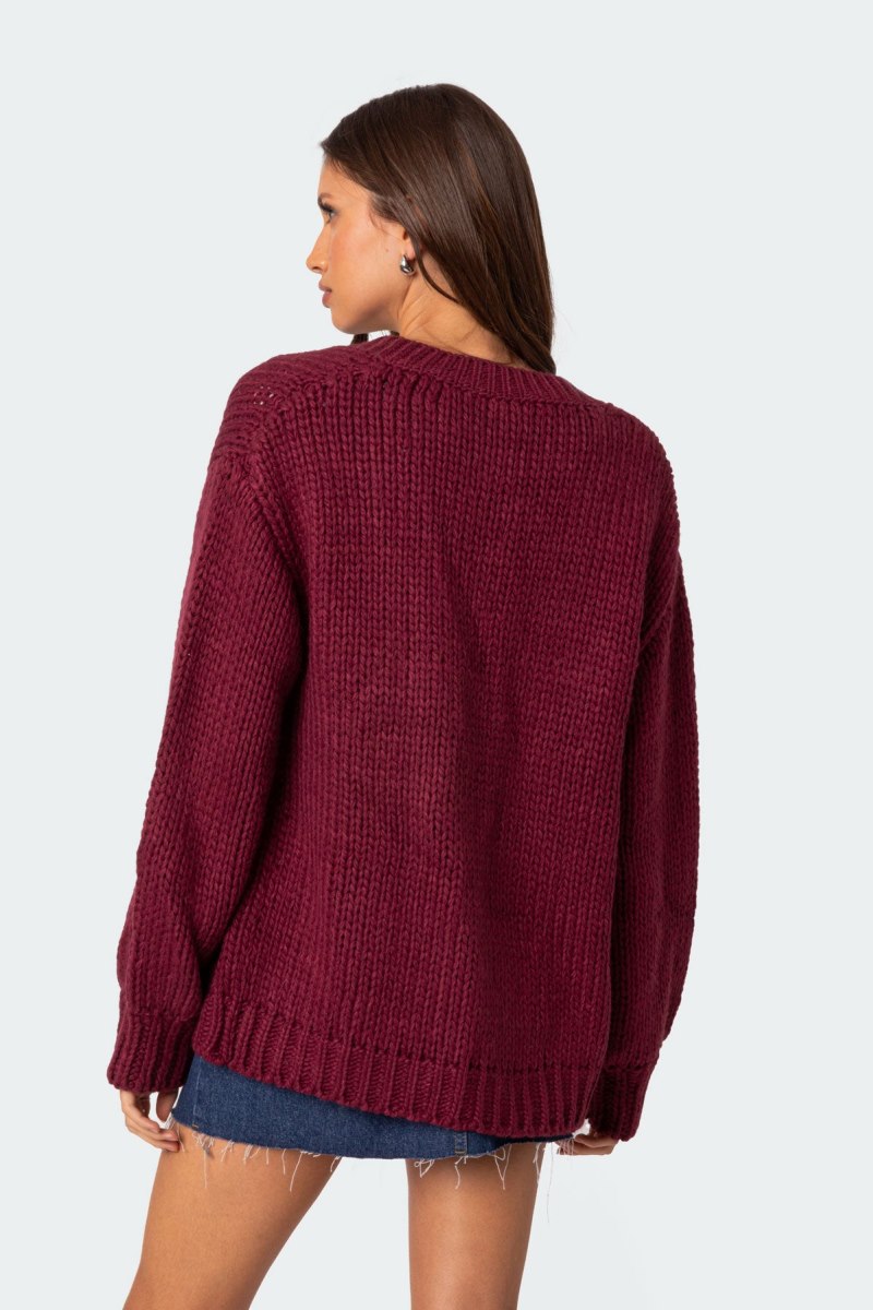 Edikted Anina Oversized Knit Cardigan Black | USA QV201460L4