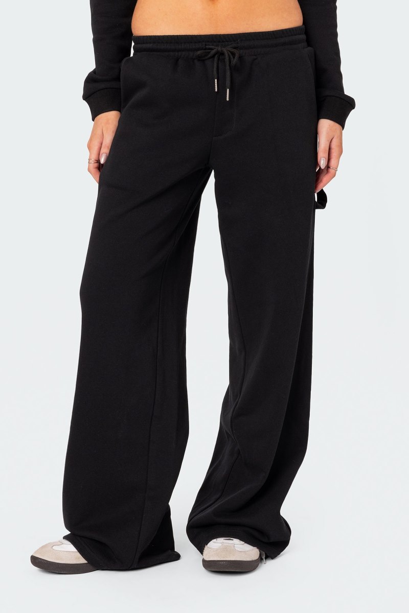 Edikted Annalise Straight Leg Sweatpants Pants Black | USA QY628572F5