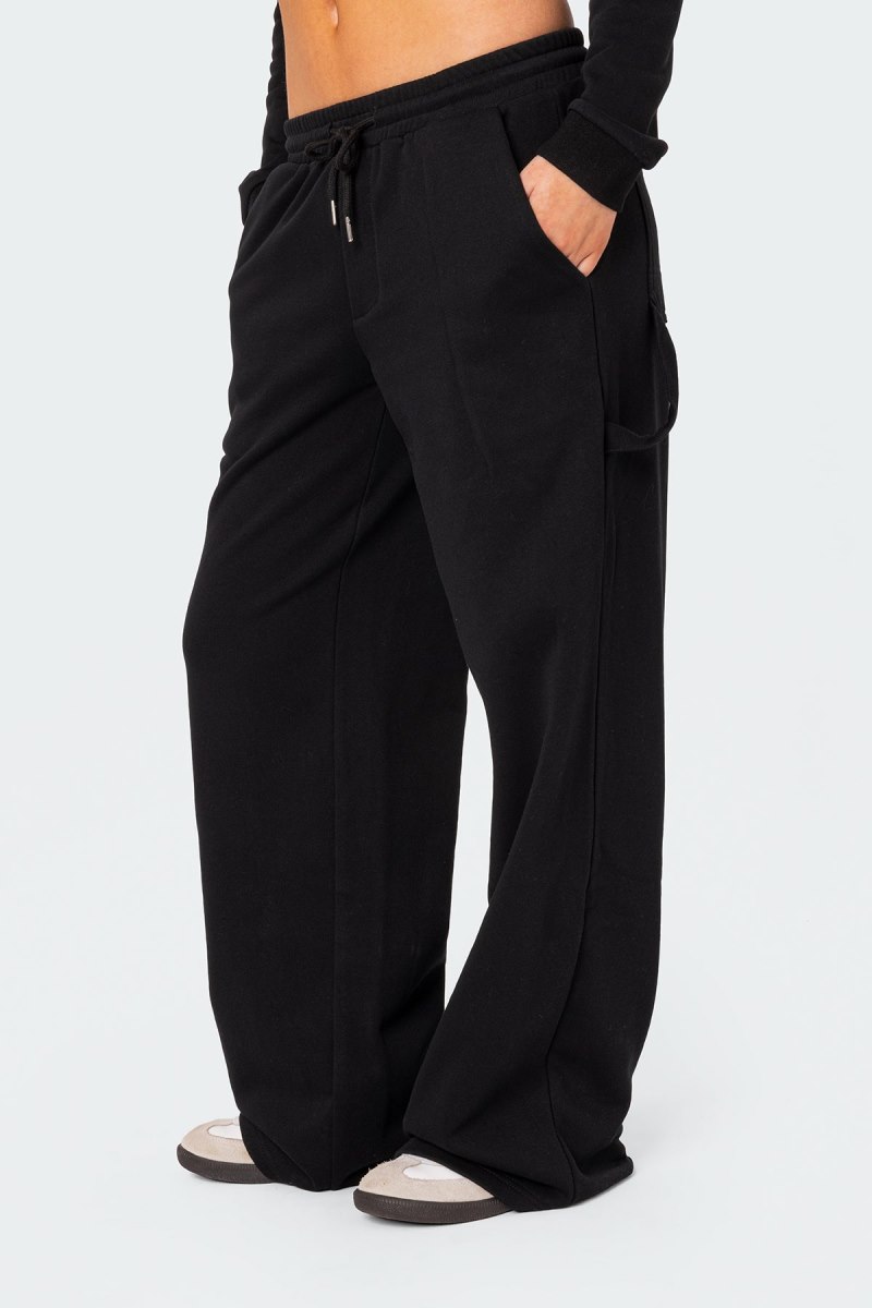 Edikted Annalise Straight Leg Sweatpants Pants Black | USA QY628572F5