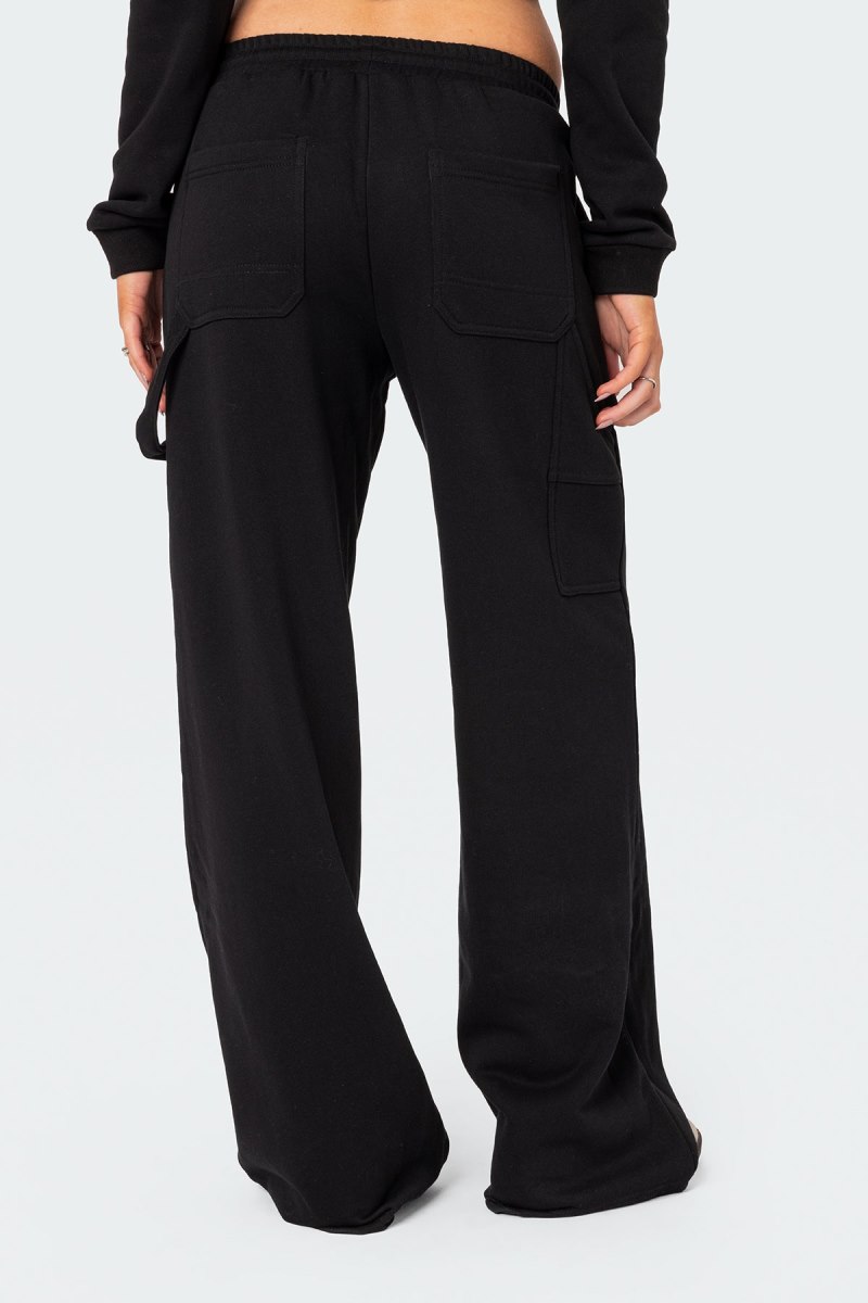 Edikted Annalise Straight Leg Sweatpants Pants Black | USA QY628572F5